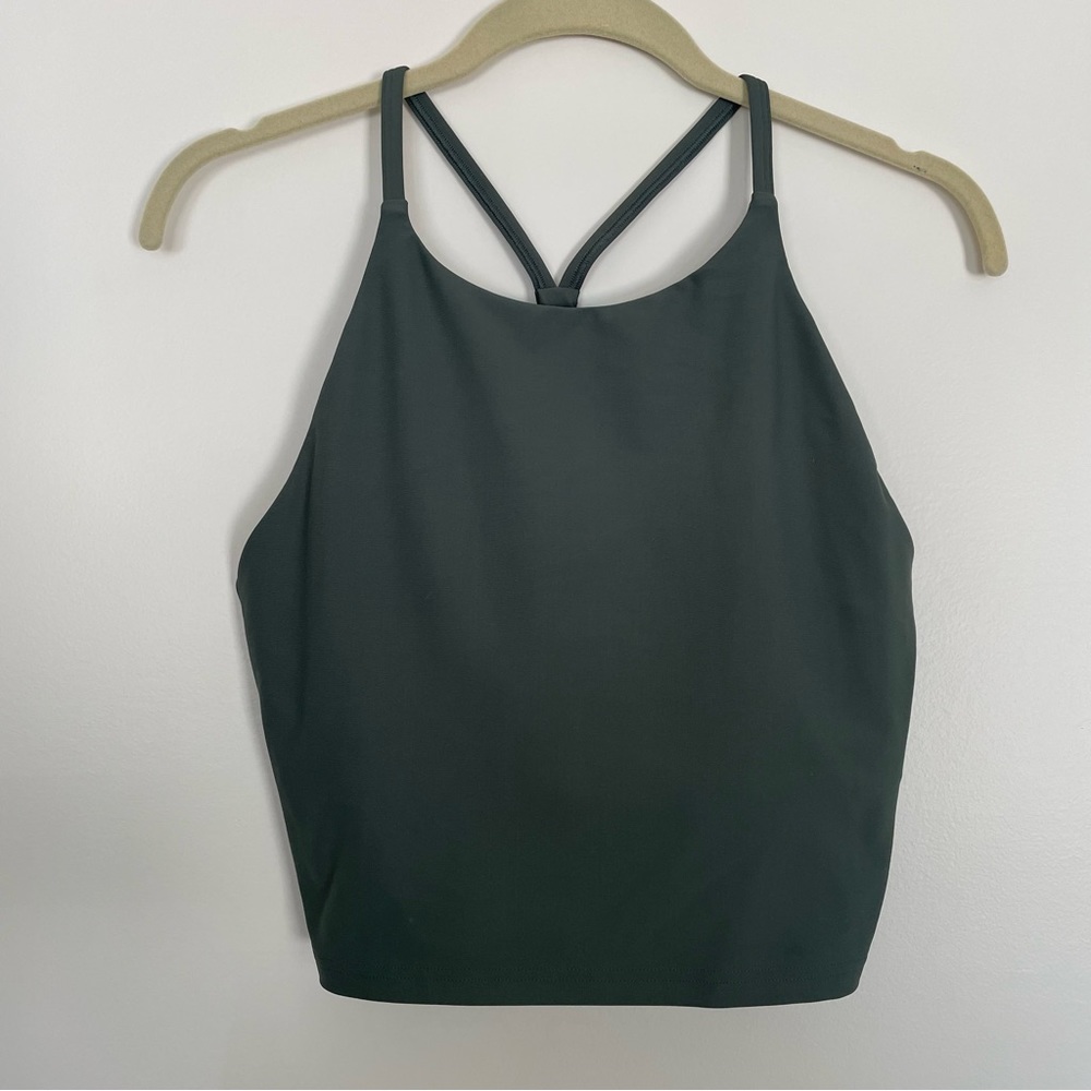 Old Navy Active Powersoft Cropped Longline Sports Bra Top Light Support Teal L